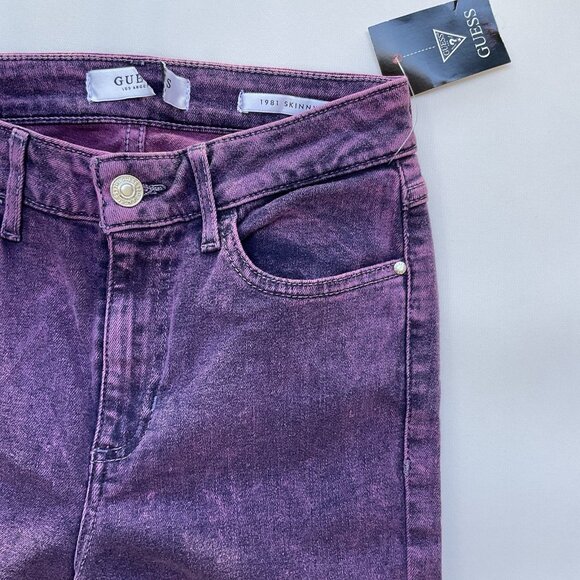 Guess Women’s 1981 High Rise Skinny Jeans In Purple Wash Size 26 - Picture 8 of 13